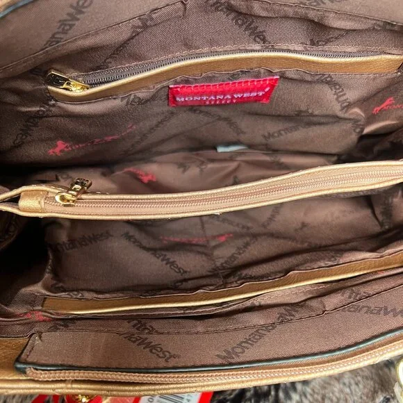 Tan Quilted Montana West Shoulder Bag with Gold Chain - Picture 4 of 5